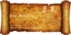 Ehr Milán névjegykártya